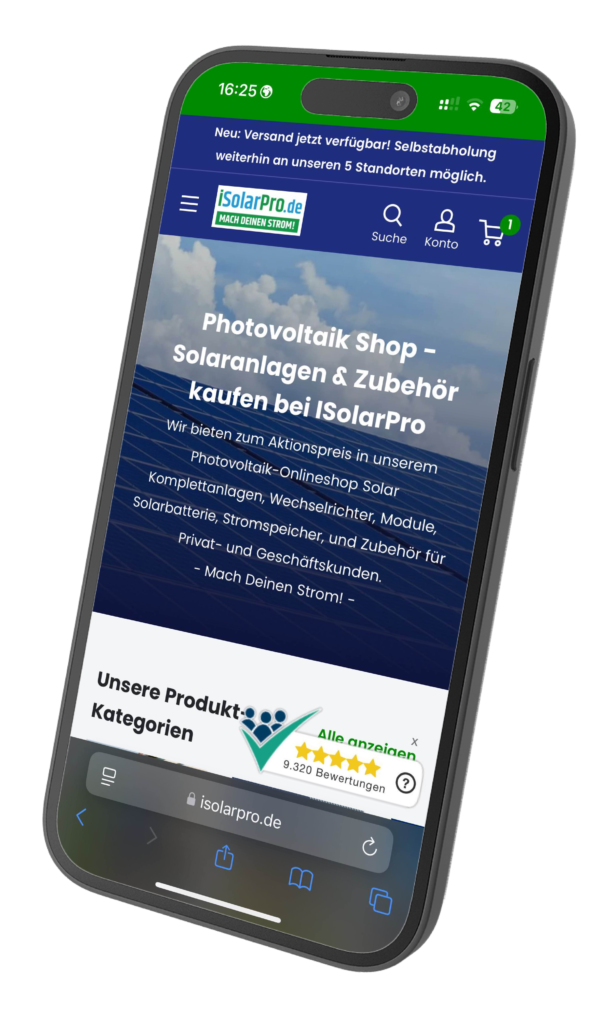 IsolarPro Photovoltaik Handy Mockup Shopify