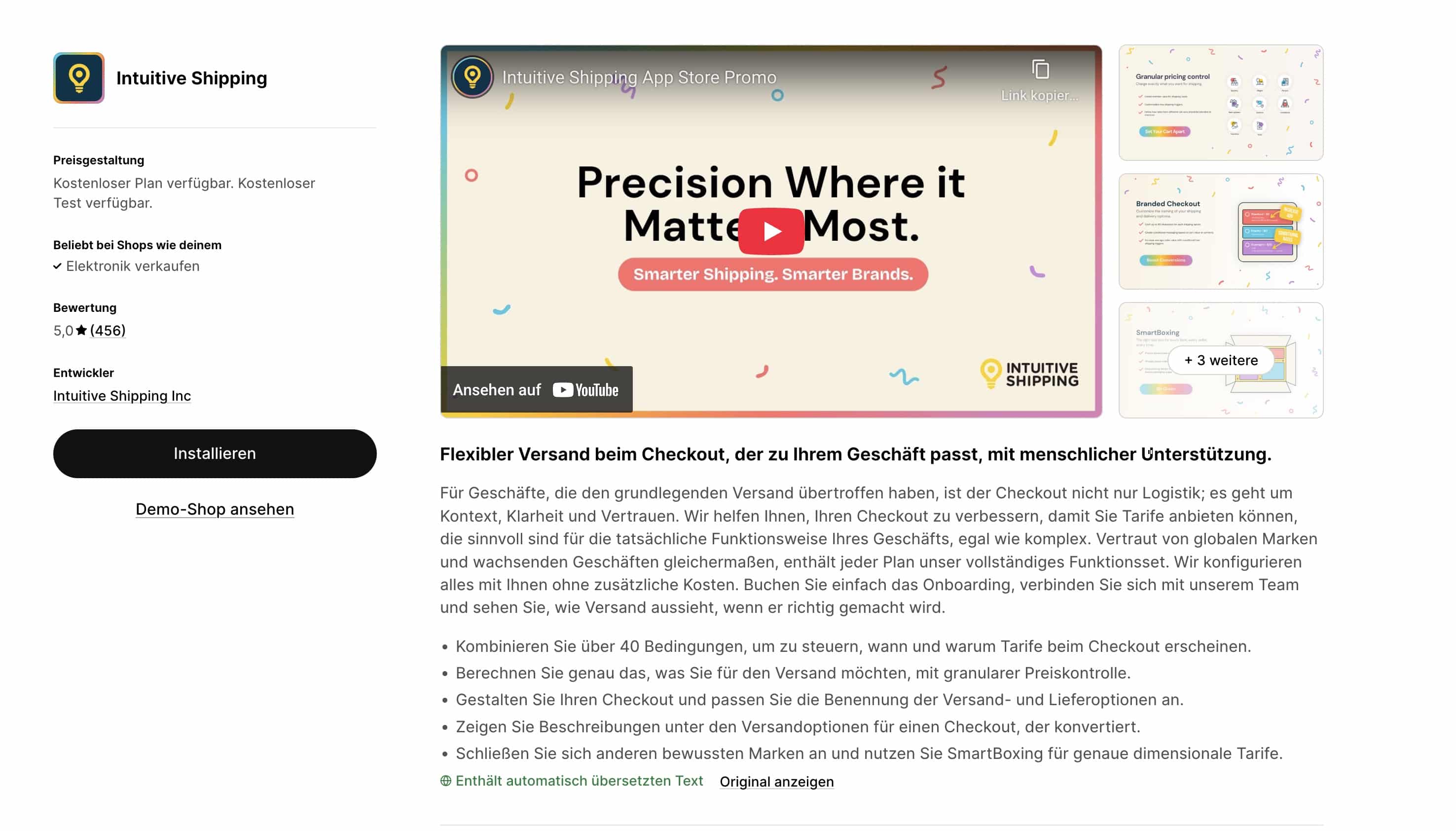 Intuitive Shipping – Shopify Versand App für Versandkosten und lokale Abholung